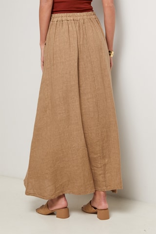 Falda larga de lino - Camel