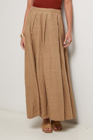 Falda larga de lino - Camel