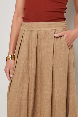 Falda larga de lino - Camel