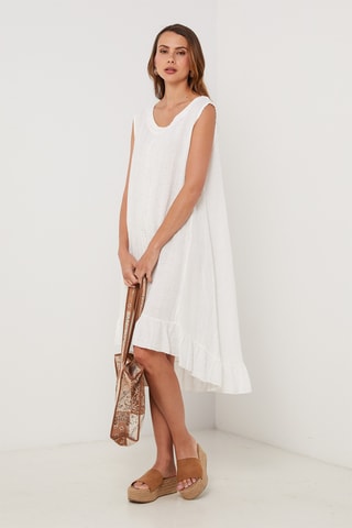 Vestido trapecio de lino - Blanco