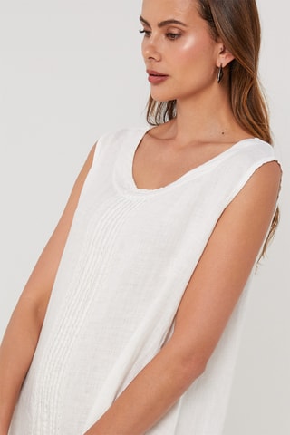 Vestido trapecio de lino - Blanco