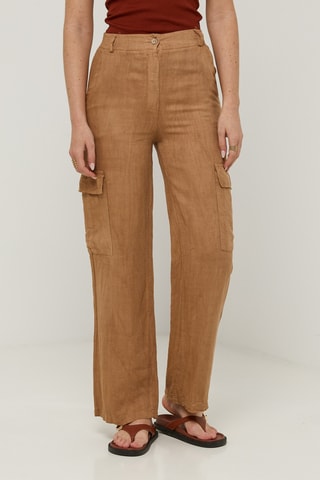Pantalon cargo en lin - Camel