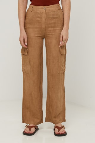 Pantalon cargo en lin - Camel