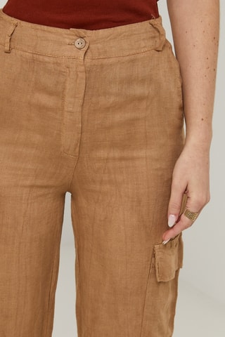 Pantalon cargo en lin - Camel