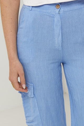 Pantalon cargo en lin - Bleu