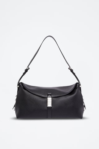Leren Handtas Saddle Baguette Classic - Zwart