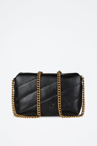 Leren Minischoudertas Love Puff Baby - Zwart