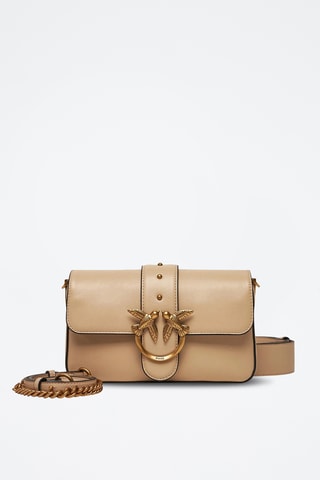 Leren Schoudertas Love One Slouchy Mini - Beige