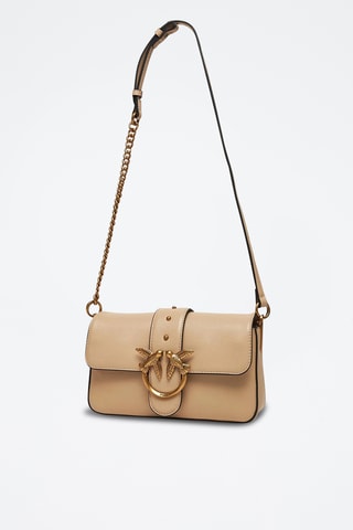 Leren Schoudertas Love One Slouchy Mini - Beige