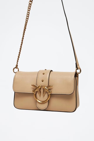 Leren Schoudertas Love One Slouchy Mini - Beige