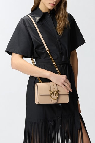 Leren Schoudertas Love One Mini - Camel