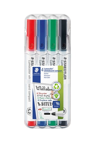 Estojo cavalete Staedtler com 4 marcadores compactos apagáveis a seco - 1 a 2 mm
