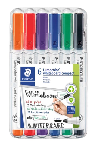 6 marcadores apagáveis a seco Lumocolor® - 6 cores