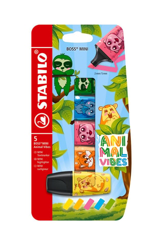 5 marcadores Stabilo Boss Mini Animal Vibes