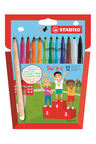 12 marcadores de colorir de ponta média Stabilo Trio A-Z