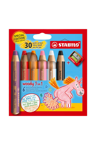 6 lápis de cor Stabilo woody 3 em 1