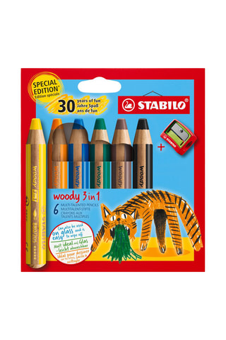 6 lápis de cor Stabilo woody 3 em 1