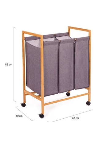 Carrello portabiancheria in bambù con ruote Maya - 90 l