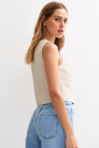 Gilet slim sans manches - Crème