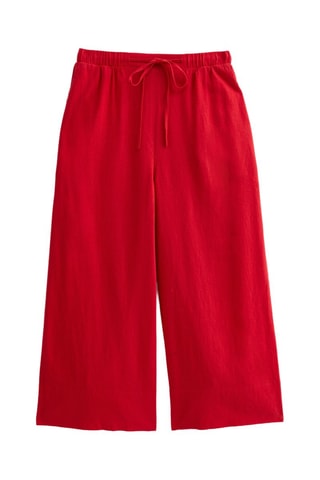 Pantalon 7/8 taille haute en lin - Rouge