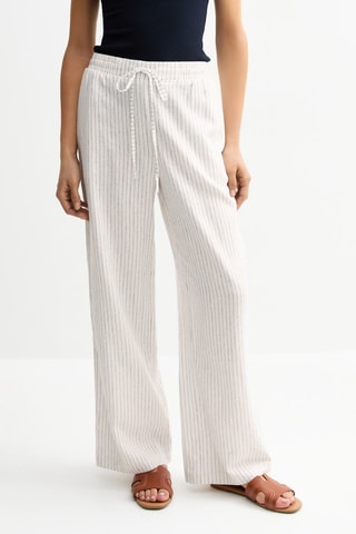 Pantalon wide legs en lin - Blanc cassé