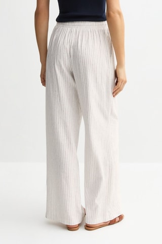 Pantalon wide legs en lin - Blanc cassé