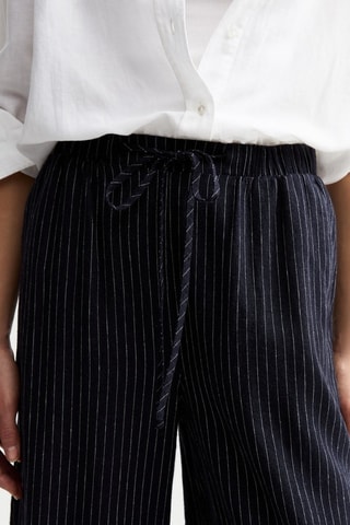 Pantalon relaxed 7/8 en lin - Bleu marine