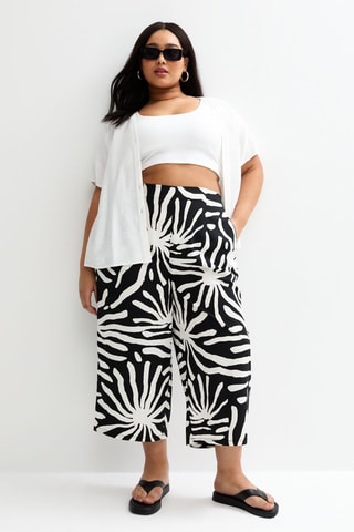 Pantalon relaxed 7/8 taille haute - Noir