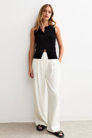Pantalon wide legs taille haute - Blanc