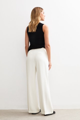 Pantalon wide legs taille haute - Blanc