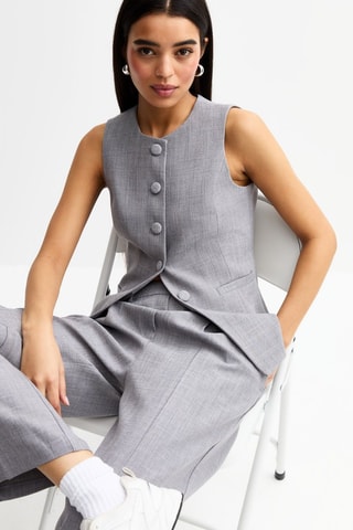 Pantalon wide legs - Gris