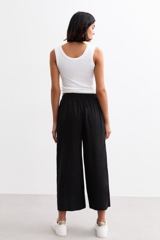 Pantalon wide legs 7/8 en lin - Noir