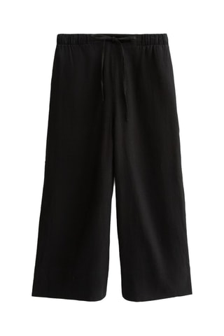 Pantalon wide legs 7/8 en lin - Noir