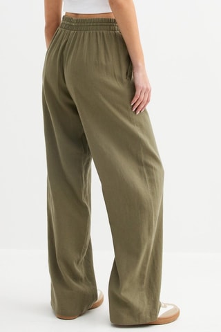 Pantalon wide legs en lin - Kaki