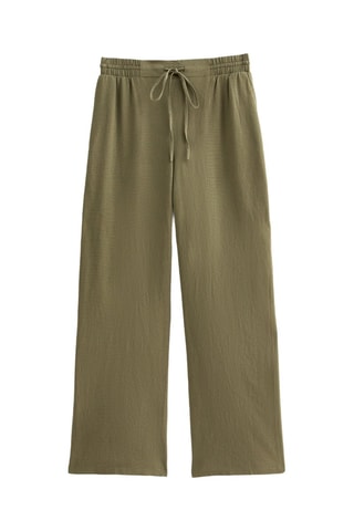 Pantalon wide legs en lin - Kaki