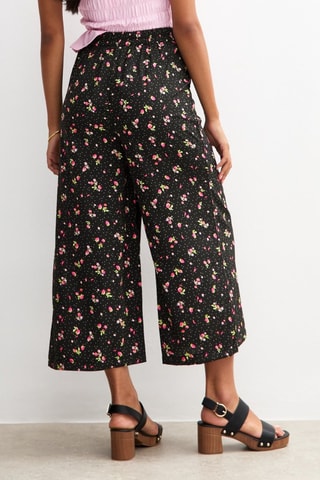 Pantalon wide legs 7/8 taille haute - Noir