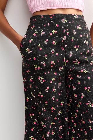 Pantalon wide legs 7/8 taille haute - Noir