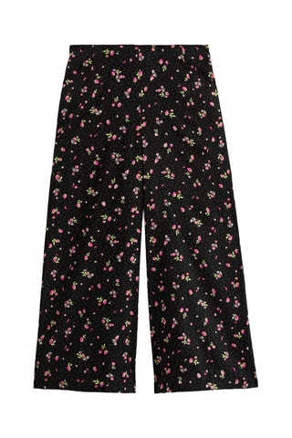 Pantalon wide legs 7/8 taille haute - Noir