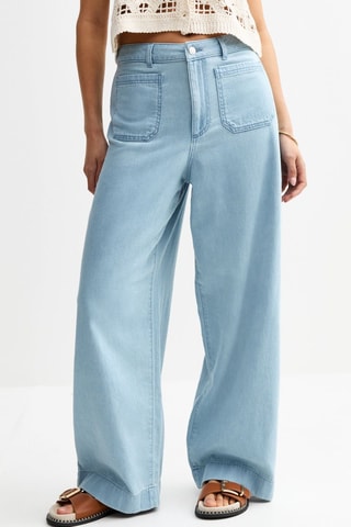 Jean wide legs taille haute - Bleu clair