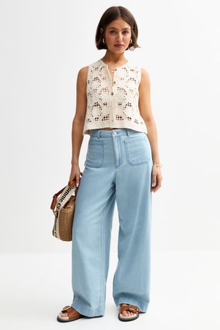 Jean wide legs taille haute - Bleu clair
