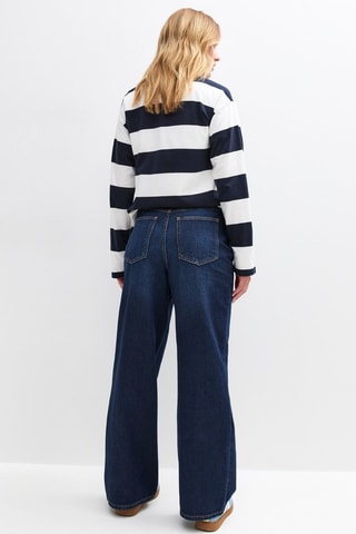Jean wide legs taille haute - Bleu foncé
