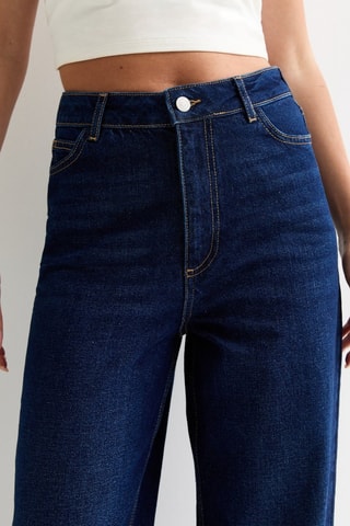 Jean wide legs taille haute - Bleu foncé