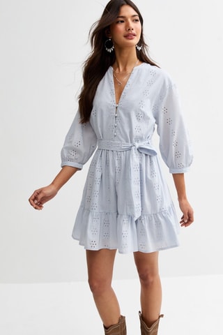 Vestido-camisa - Azul-claro