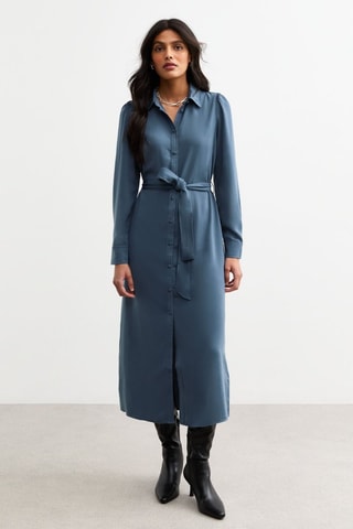 Vestido-camisa - Azul-escuro