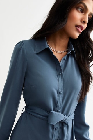 Vestido-camisa - Azul-escuro