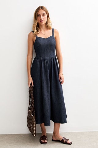 Vestido midi - Azul-escuro