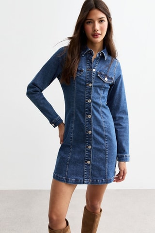 Robe chemise en jean - Bleu