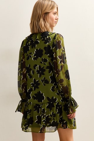 Vestido estilo patinadora - Castanho e verde
