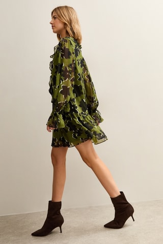 Vestido estilo patinadora - Castanho e verde
