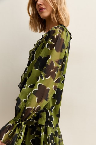 Vestido estilo patinadora - Castanho e verde